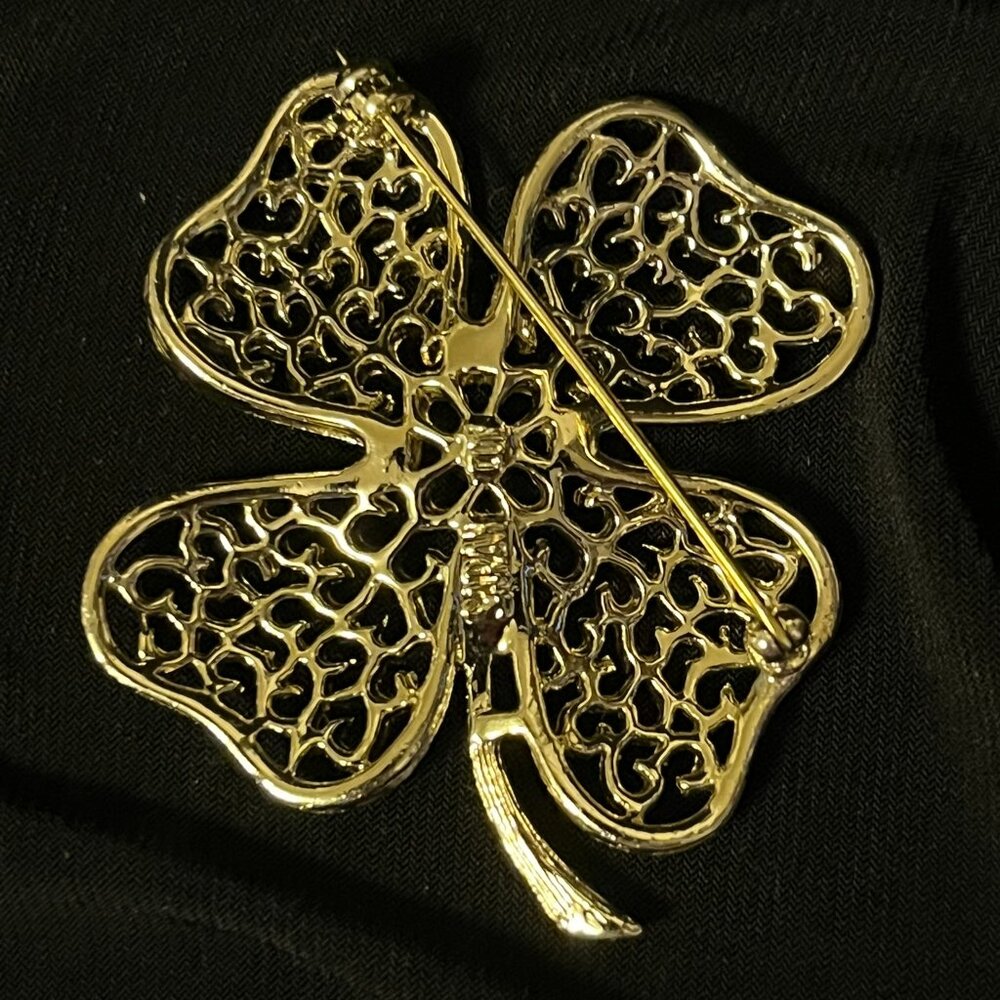 Sarah Coventry Filigree Four‑Leaf Clover Brooch – Vintage – Excellent Condition - Picture 3 of 10